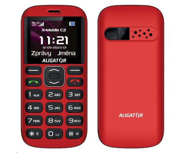 Aligator A720 4G Senior, červeno-černá + nabíjecí stojánek