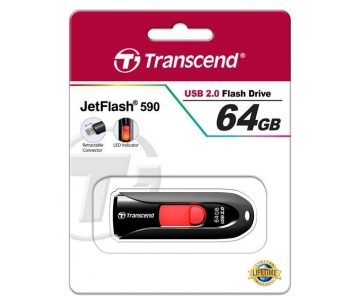 TRANSCEND Flash Disk 64GB JetFlash®590K, USB 2.0 (R:16/W:6 MB/s) černá