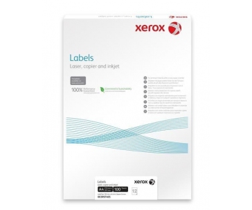 Xerox Papír - Bílé samolepicí štítky pro černobílý tisk - ostré rohy (Labels 1UP 210x297, 100 listů, A4)