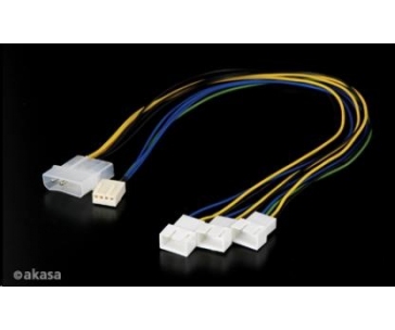 AKASA kabel  redukce pro ventilátory 1x 4pin PWM na 3x 4pin PWM