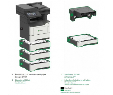 LEXMARK Multifunkční ČB tiskárna MX622adhe, A4, 47ppm, 2048MB, barevný LCD displej, duplex,DADF, USB 2.0, LAN,