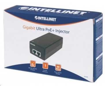 Intellinet Gigabit Ultra PoE+ Injector, 1x 60W port, IEEE 802.3bt, IEEE 802.3at/af