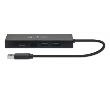 MANHATTAN adaptér USB-A to HDMI/VGA multi-dock, černá, Retail Box