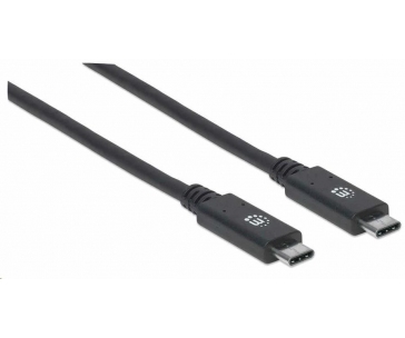 Manhattan USB-C kabel, USB 3.1 Gen 2, USB-C Male na USB-C Male, 10 Gbps, 5 A, 1m, černá
