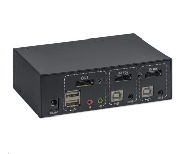 Manhattan DP přepínač, 2-Port DisplayPort KVM Switch, 4K@60Hz, černá