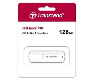 TRANSCEND Flash Disk 128GB JetFlash®730, USB 3.1 (R:80/W:25 MB/s) bílý