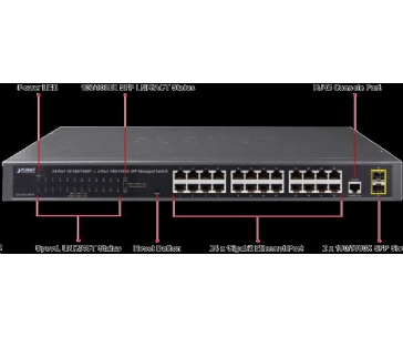 Planet switch GS-4210-24T2S, L2/L4, 24x 1000Base-T, 2x SFP, web, SNMP V3, VLAN, QOS, IPV6