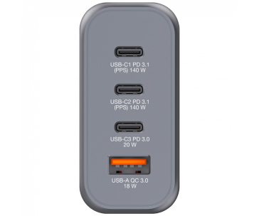 VERBATIM GaN Nabíječka do sítě GNC-200, 200W, 3x USB-C, 1x USB