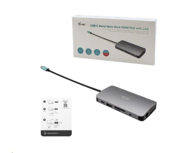 i-tec USB-C Metal Nano Dock HDMI/VGA with LAN + PD 100 W + zdroj 112W (PD 100W)