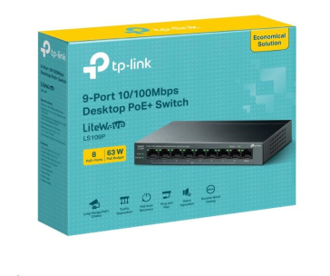 TP-Link LiteWave switch LS109P (9x100Mb/s, 8xPoE+, 63W, fanless)