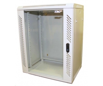 LEXI-Net 19" nástěnný rozvaděč 15U 600x450, nosnost 60 kg, skleněné dveře, rozložený, šedý