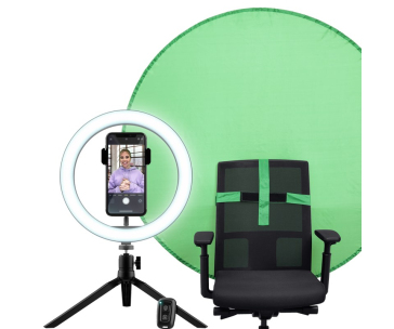 TRUST Kruhové Světlo + Green Screen Maku+ 2-in-1 Streaming Kit