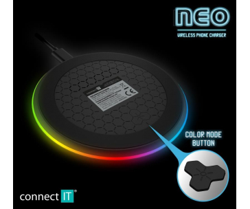 CONNECT IT bezdrátová nabíječka NEO QiRGB, herní, 10 W, černá