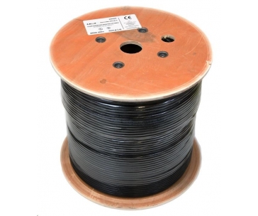 UTP kabel LEXI-Net, Cat6, drát, dvojitý PVC+PE, černý, 500m, cívka