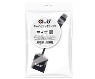 Club3D Adaptér aktivní DisplayPort 1.2 na HDMI 2.0 4K60Hz UHD, 20cm