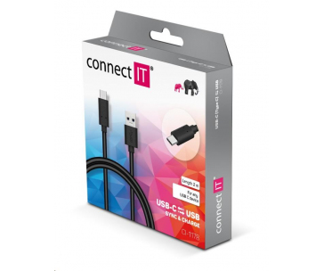 CONNECT IT Wirez USB-C (Type C) -> USB-A, USB 3.1 Gen 1, černá, 2 m