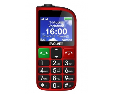 EVOLVEO EasyPhone FM, mobilní telefon pro seniory s nabíjecím stojánkem (červená barva)