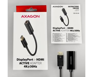AXAGON RVD-HI14N, DisplayPort -> HDMI 1.4 redukce / adaptér, 4K/30Hz