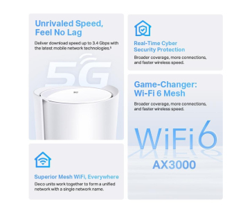 TP-Link Deco X50-5G (1-pack) WiFi6 Mesh (AX3000,2,4GHz/5GHz,1x2,5GbELAN/WAN,2xGbELAN/WAN,4G LTE,5G,+1xnanoSIM)