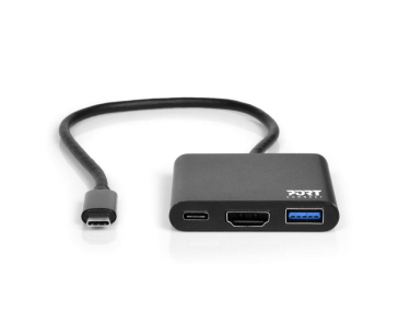 PORT HUB USB-C, HDMI 1X 4K + USB-A + USB-C, černá