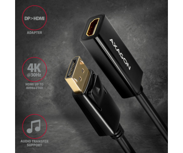 AXAGON RVD-HI14N, DisplayPort -> HDMI 1.4 redukce / adaptér, 4K/30Hz