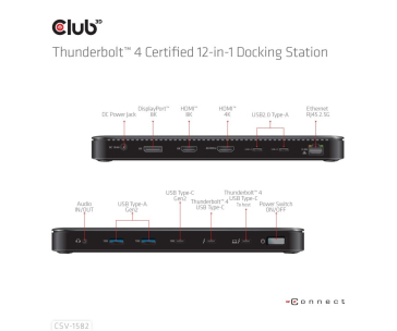 Club3D Dokovací stanice Thunderbolt 4 (Certified), 12v1