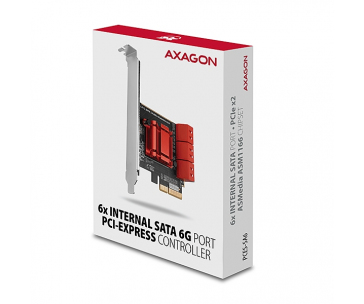 AXAGON PCES-SA6, PCIe řadič - 6x interní SATA 6G port, ASM1166, SP & LP