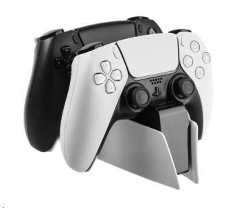 FIXED dobíjecí stanice pro dva bezdrátové ovladače DualSense PlayStation 5, černo-bílá