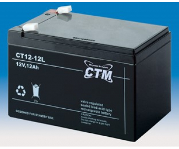 Baterie - CTM CT 12-12L (12V/12Ah - Faston 250), životnost 5let