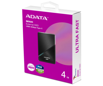 ADATA Externí SSD 1TB SE920, USB 4 Type-C, R:3800/W:3700MB/s, černá
