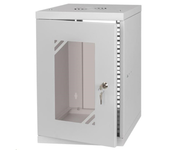 LEXI-Net 10" nástěnný rozvaděč Basic 9U 292x300, skleněné dveře, bez zad, svařovaný, šedý