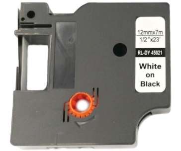 Xerox kompatibilní páska s DYMO, 45021, S0720610,12mm x 7m, bílý tisk / černý podklad, D1 - ALLPRINT