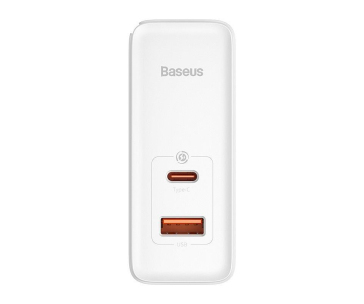 Baseus GaN5 Pro rychlonabíjecí adaptér USB-C + USB-A 100W bílá