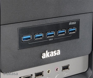 AKASA HUB USB InterConnect Pro 5S, do 3,5" pozice, 5x USB 3.0, interní