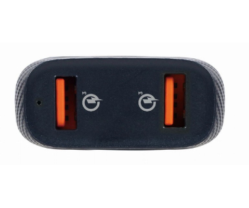 GEMBIRD Nabíječka do auta, 2x USB, rychlo-nabíječka, QC3.0, 36 W, černá