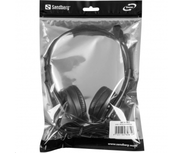 Sandberg náhlavní souprava Office SAVER s mikrofonem, USB, stereo, černá