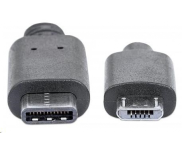 MANHATTAN kabel USB 2.0 C, C Male / Micro-B Male, 1m, černý
