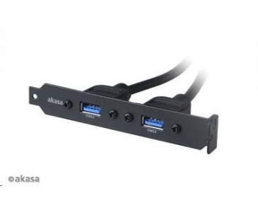 AKASA kabel rozbočovací USB 3.0. interní USB 3.0 na 2x USB 3.0 Female Type-A do PCI bracketu, 40cm