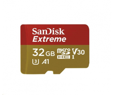 SanDisk MicroSDHC karta 32GB Extreme (100MB/s, Class 10 UHS-I V30, pro akční kamery) + adaptér