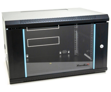 XtendLan 19" nástěnný rozvaděč 6U 600x450, nosnost 60 kg, skleněné dveře, svařovaný, černý