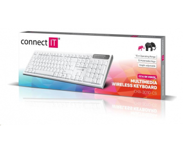 CONNECT IT Multimediální bezdrátová klávesnice, (+2x AAA baterie zdarma), CZ + SK verze, bílá