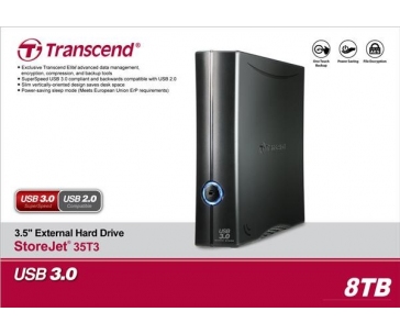 TRANSCEND externí HDD 3,5" USB 3.0 StoreJet 35T3, 8TB, Black, Turbo