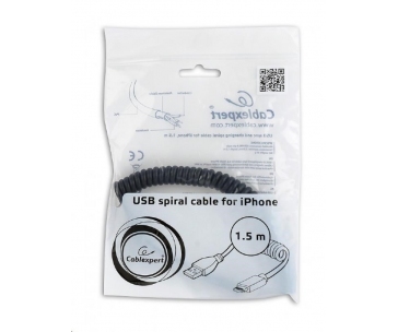 GEMBIRD Kabel USB A Male/Lightning Male, 1,5m, černý, kroucený