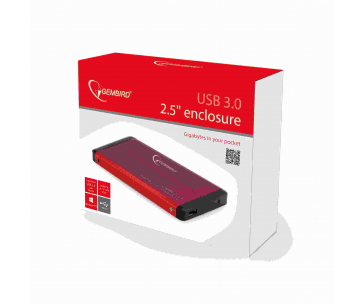 GEMBIRD externí box pro 2.5" zařízení, USB 3.0, SATA, červený