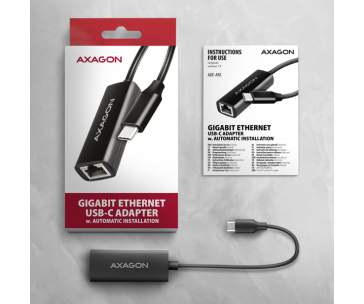 AXAGON ADE-ARC, USB-C 3.2 Gen 1 - Gigabit Ethernet síťová karta, Realtek 8153, auto instal