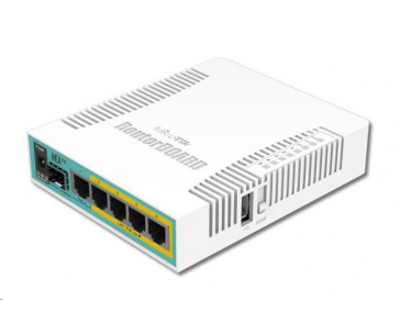 MikroTik RouterBOARD hEX PoE, 800MHz CPU, 128MB RAM, 5xGLAN, USB, PoE 802.3at, USB, SFP,  vč. L4