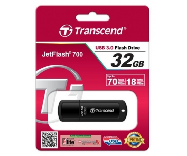 TRANSCEND Flash Disk 32GB JetFlash®700, USB 3.0 (R:71/W:18 MB/s) černá
