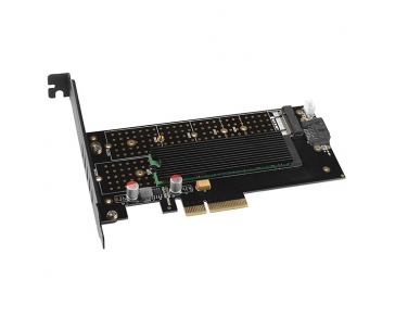 AXAGON PCEM2-DC, PCIe x4 - M.2 NVMe M-key + SATA B-key slot adaptér, chladič, LP