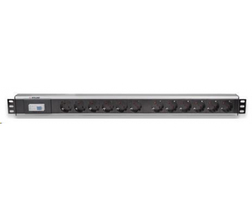 Intellinet Vertical Rackmount 12-Way Power Strip - German Type, rozvodný panel, 12x DE zásuvka, 1.6m kabel