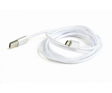 GEMBIRD Kabel USB A Male/Micro B Male 2.0, 1,8m, opletený, stříbrný, blister